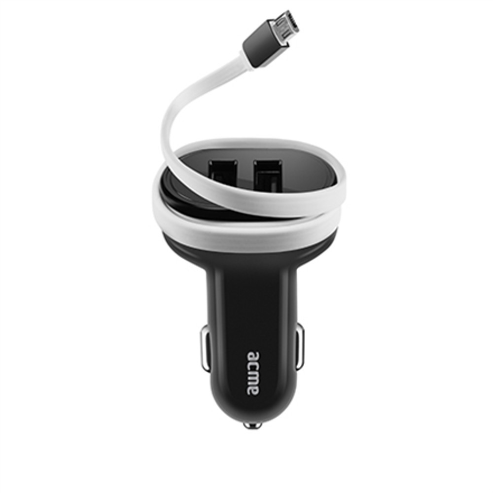 Încărcător auto Acme Europe CH106 2xUSB + cablu micro-USB (3,1 A) negru